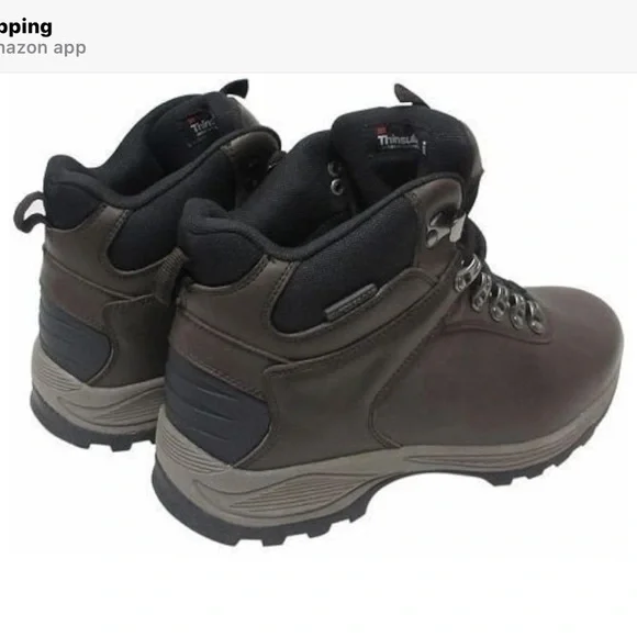 Khombu Brown Hiking Boots with Rugged Sole and Padded Collar - Picture 2 of 3